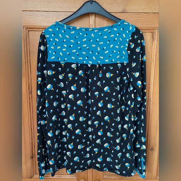 Boden Blue and Navy Floral Print Long Sleeve Top - Picture 3 of 4